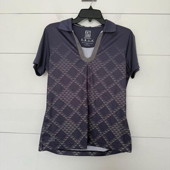 Kate Lord Performance Women’s Medium Blue Patterned Athletic Top - Picture 1 of 5